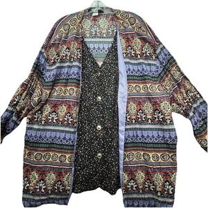 VTG 90's Made In USA Layered Boho Blouse Top Art To‎ Wear Women's 20W 1X Rayon